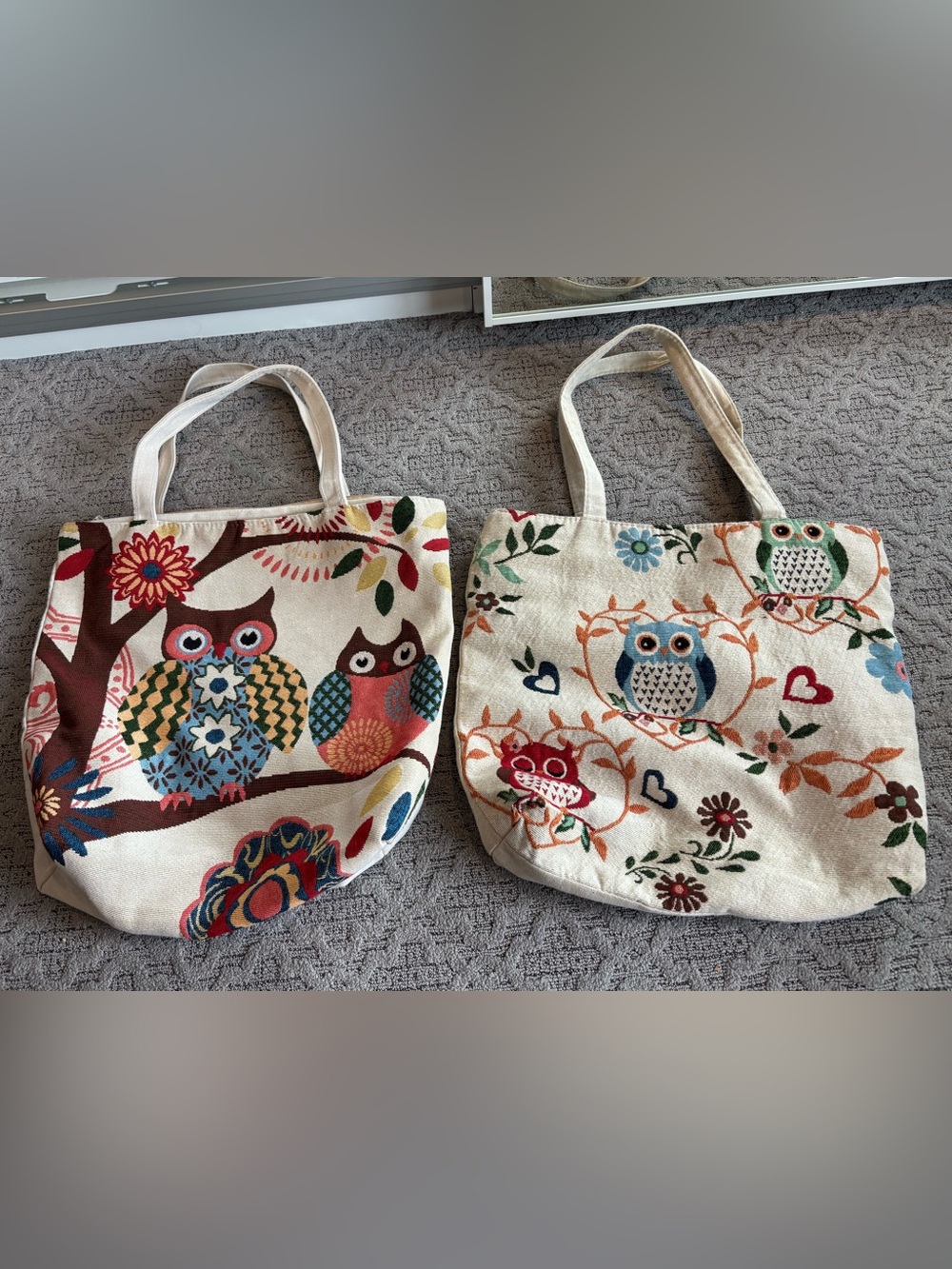 Canvas Owl Tote Bag - Multicolor